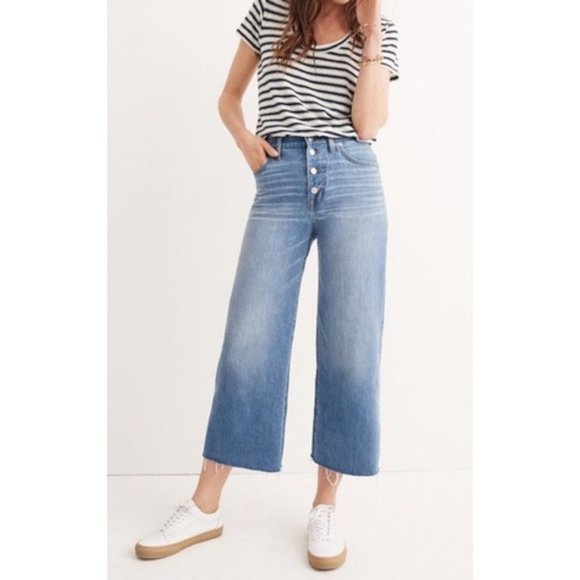 Madewell Denim - Madewell Wide-Leg Crop Jeans 'Button-Front Edition